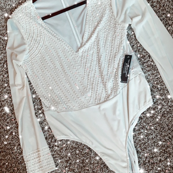 Cream bodysuit with detailed beading - Picture 1 of 3